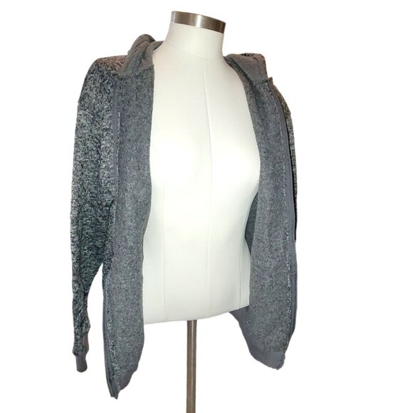 Store 68 Fleece Jacket Hoodie Zip Front Black Grey Fleck Woman's Size M JJ3448 - Picture 8 of 9